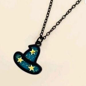 Black Tone Witch's Hat Charm Necklace